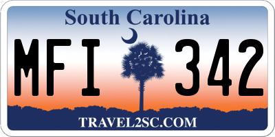 SC license plate MFI342