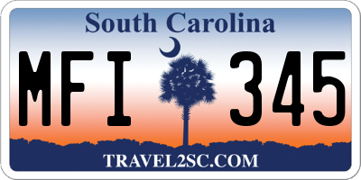 SC license plate MFI345