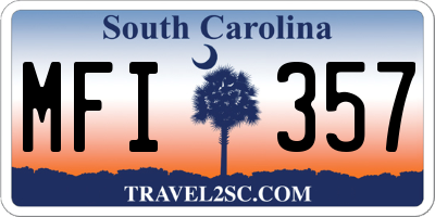 SC license plate MFI357
