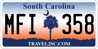 SC license plate MFI358