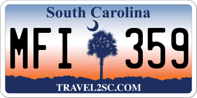 SC license plate MFI359
