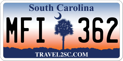 SC license plate MFI362