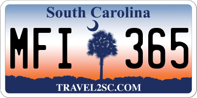 SC license plate MFI365