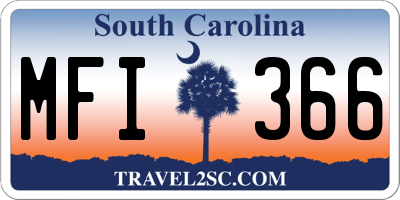 SC license plate MFI366