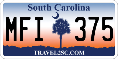 SC license plate MFI375