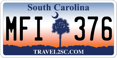 SC license plate MFI376