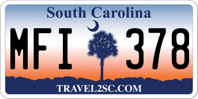 SC license plate MFI378