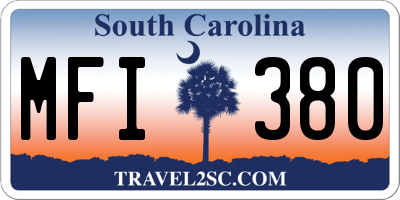 SC license plate MFI380