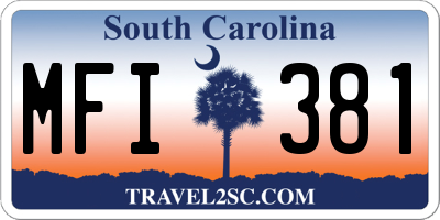 SC license plate MFI381