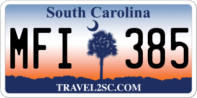 SC license plate MFI385