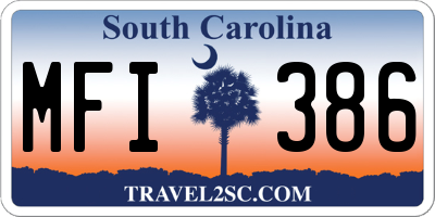 SC license plate MFI386