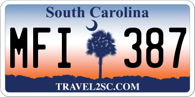 SC license plate MFI387