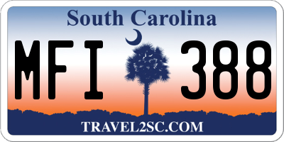 SC license plate MFI388