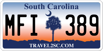 SC license plate MFI389