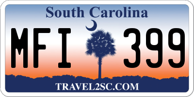 SC license plate MFI399