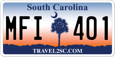 SC license plate MFI401