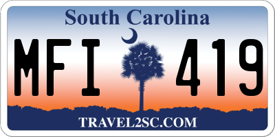 SC license plate MFI419