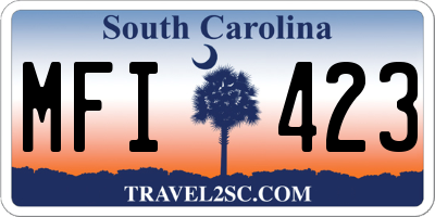 SC license plate MFI423
