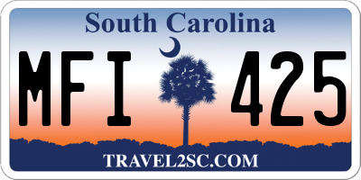 SC license plate MFI425