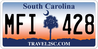 SC license plate MFI428