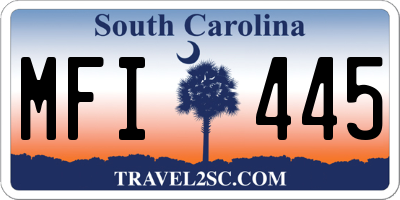 SC license plate MFI445