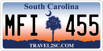 SC license plate MFI455