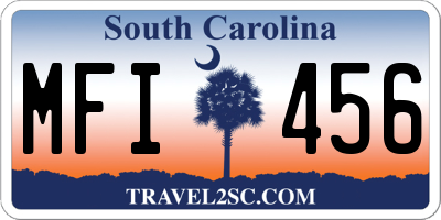SC license plate MFI456