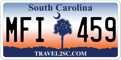 SC license plate MFI459