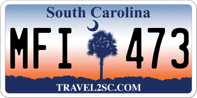 SC license plate MFI473