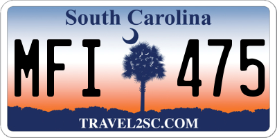 SC license plate MFI475