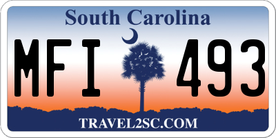 SC license plate MFI493