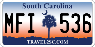 SC license plate MFI536