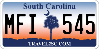 SC license plate MFI545