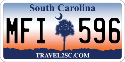 SC license plate MFI596