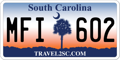 SC license plate MFI602