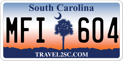 SC license plate MFI604