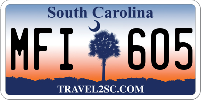 SC license plate MFI605