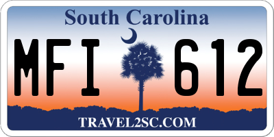 SC license plate MFI612