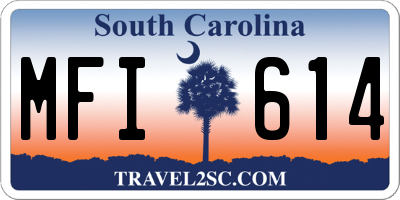 SC license plate MFI614