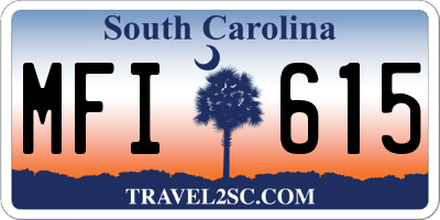 SC license plate MFI615
