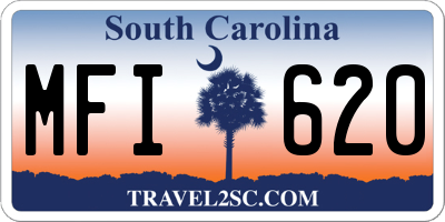 SC license plate MFI620