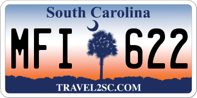 SC license plate MFI622