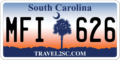 SC license plate MFI626