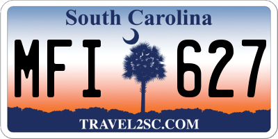 SC license plate MFI627