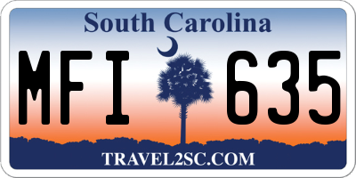 SC license plate MFI635