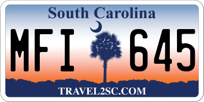 SC license plate MFI645