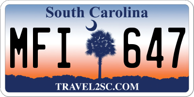 SC license plate MFI647