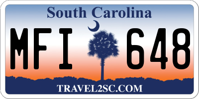 SC license plate MFI648