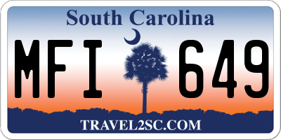 SC license plate MFI649