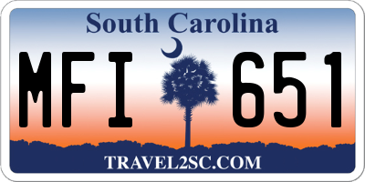 SC license plate MFI651